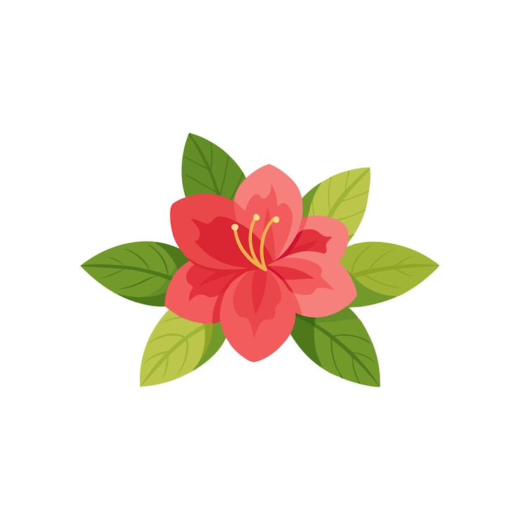 Vettore illustrazione vettoriale piatta isolata di fiore di azalea su sfondo bianco