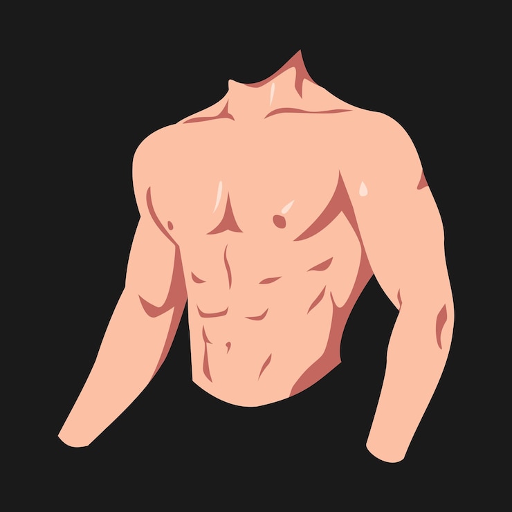 Vettore illustrazione vettoriale piatta sullo sfondo isolato del corpo muscolare dell'uomo