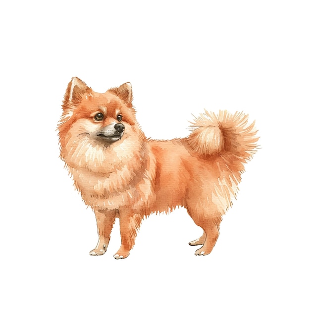illustrazione vettoriale pomeraniana in stile acquerello