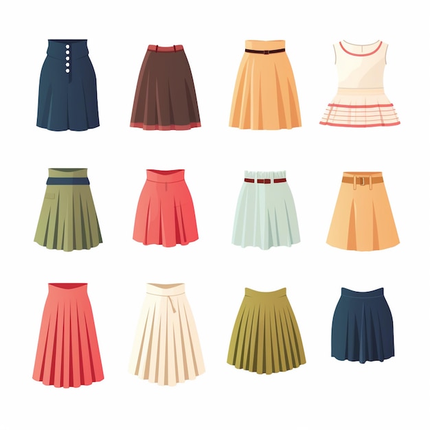 illustrazione vettoriale ragazza collezione di moda abbigliamento set vestiti cartoni animati abbigliamento vestito gr