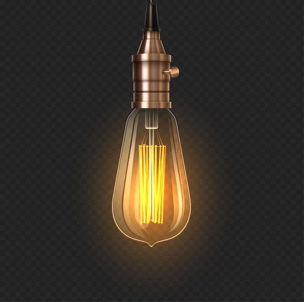 Illustrazione vettoriale realistica 3D di una lampadina d'epoca