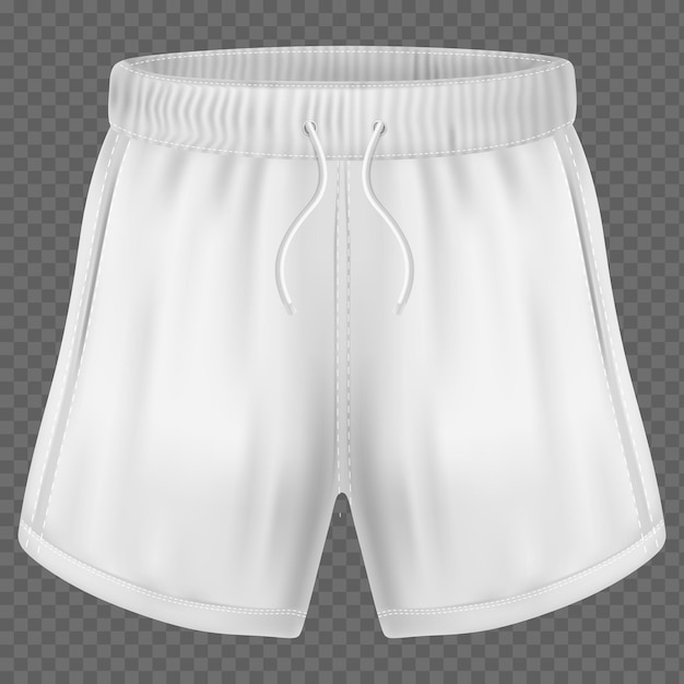 Illustrazione vettoriale realistica di costume da bagno bianco femminile e pantaloncini maschili con bagno da bagno su Trans