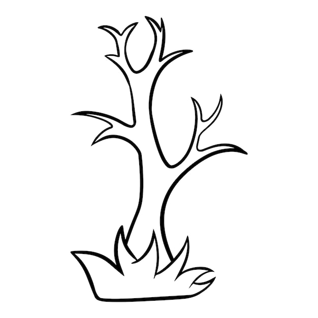 Illustrazione vettoriale Schizzo Cartoon bellissimo tronco d'albero senza corona e lascia tronco vuoto