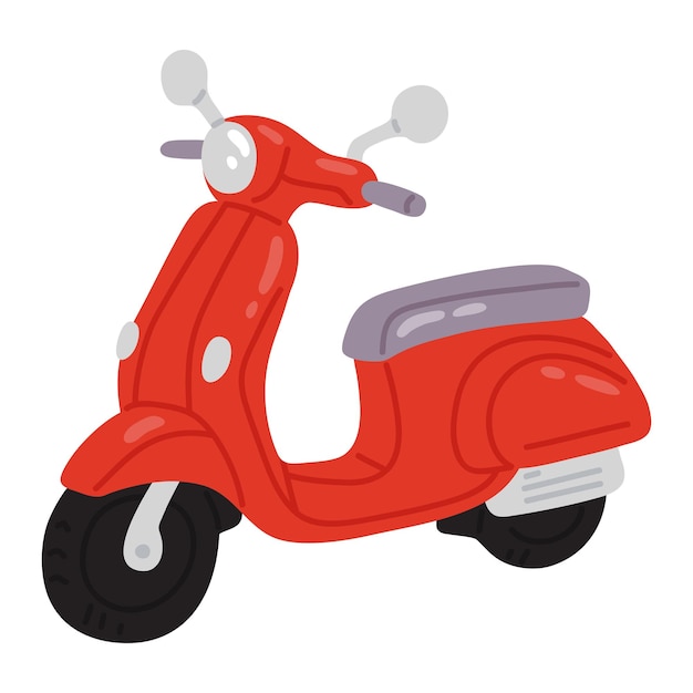 Illustrazione vettoriale scooter doodle carino per biglietti di saluto digitali stickericondesign