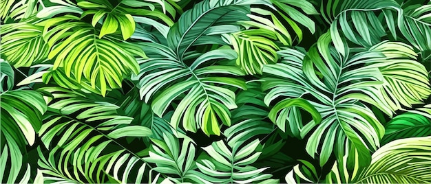 Illustrazione vettoriale striscioni orizzontali di foglie tropicali Design botanico esotico cosmetici spa prodotti sanitari