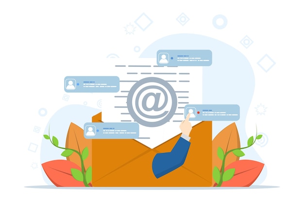 illustrazione vettoriale sul concetto di email marketing o strategia aziendale online o pubblicità