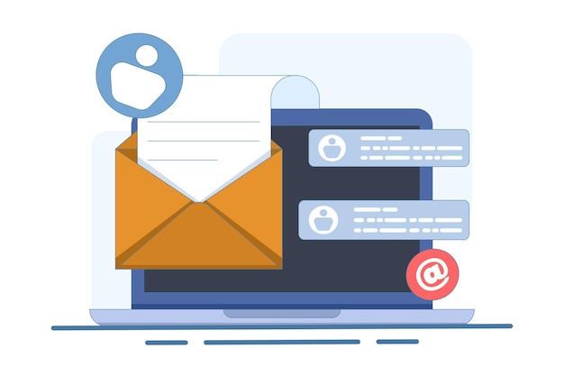 illustrazione vettoriale sul concetto di email marketing o sulla strategia aziendale online o sulla pubblicità
