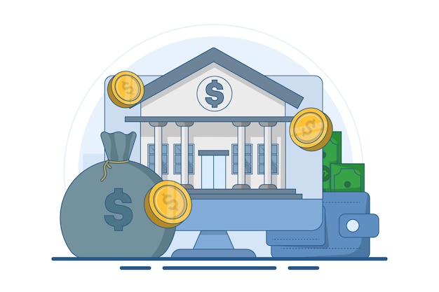illustrazione vettoriale sul concetto di portafoglio digitale e pagamenti mobili o online banking