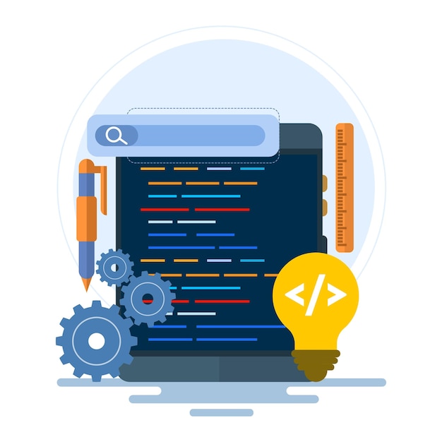 illustrazione vettoriale sullo sviluppo di applicazioni mobili o sul concetto di UX UI