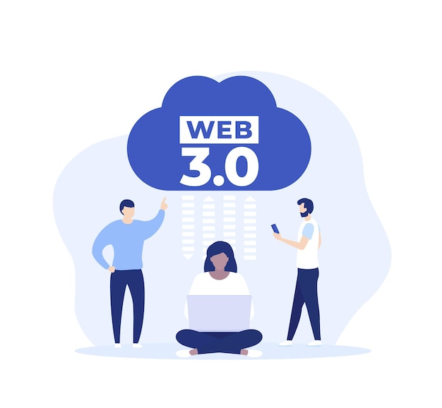 Illustrazione vettoriale Web 30 o Web3 con persone