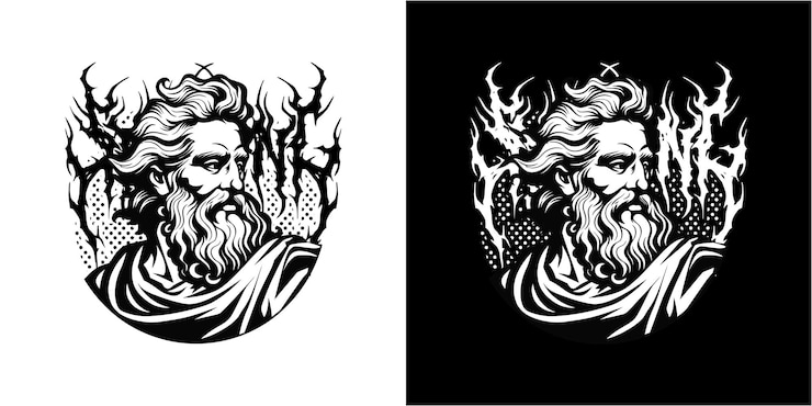 Vettore illustrazione vettoriale zeus disegno a mano vintage per il design di magliette streetwear urban style