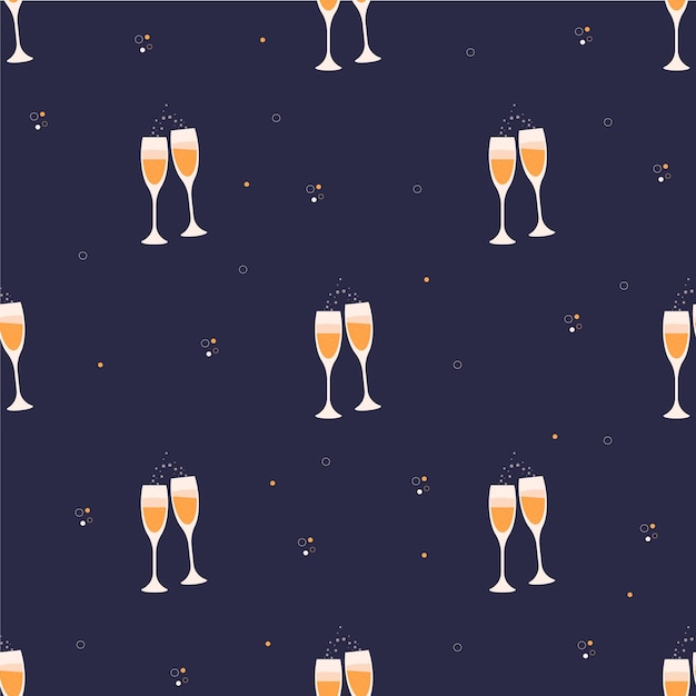 IllustrazioneDue bicchieri di champagne su sfondo lilla Design di Natale e Capodanno