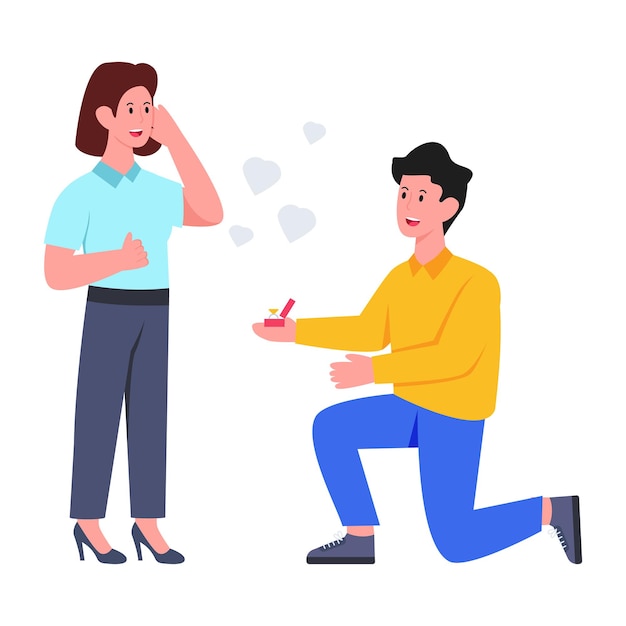 Illustrazioni amorevoli di proporre il vettore del concetto di celebrazione del giorno di San Valentino