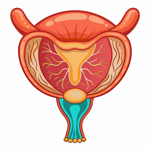Illustrazioni artistiche vettoriali della vescica umana per l'istruzione medica