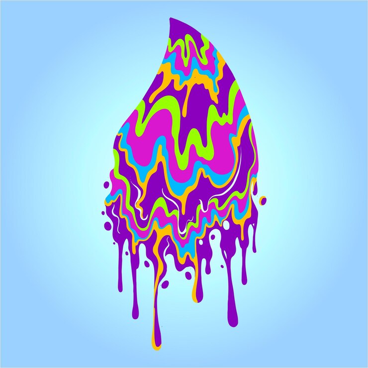 Vettore illustrazioni colorate dell'acqua del gocciolamento di trippy di fusione