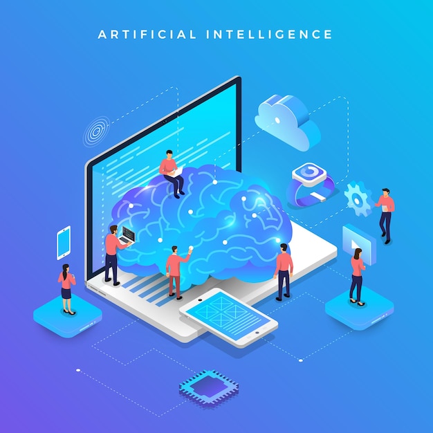 Illustrazioni concetto intelligenza artificiale AI