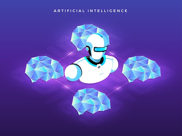 Illustrazioni concetto intelligenza artificiale AI