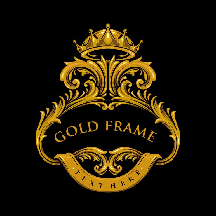 Vettore illustrazioni cornice premium oro con corona buona e distintivi del tuo design
