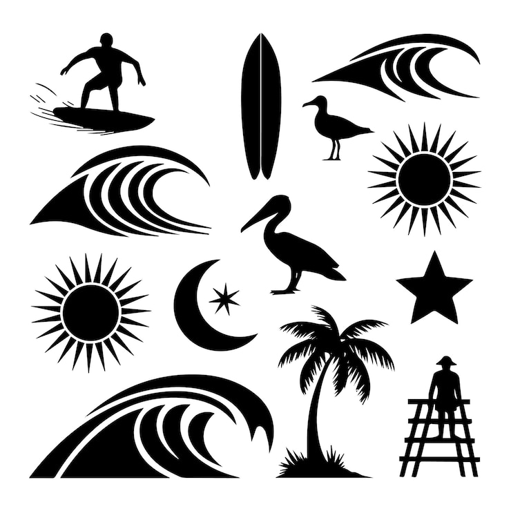 Vettore illustrazioni del logo del surf