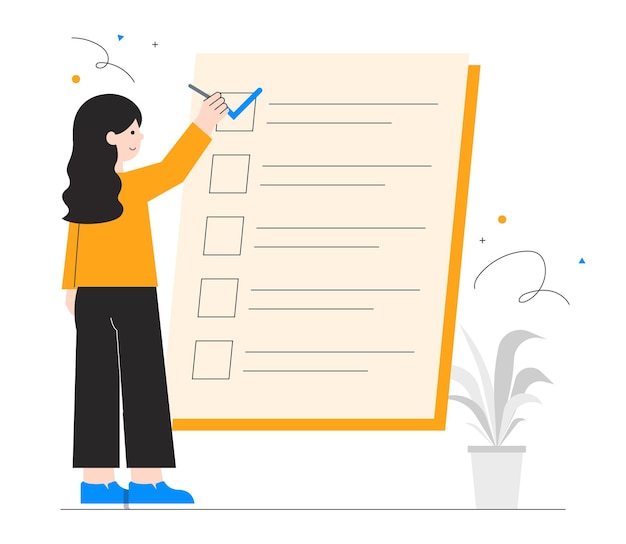 Illustrazioni della lista delle cose da fare della donna