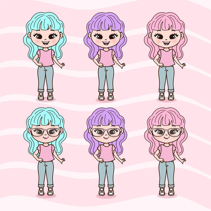 Vettore illustrazioni di bambine carine