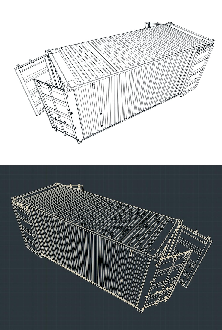 Vettore illustrazioni di container di carico