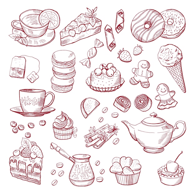 Illustrazioni di gelati diversi. Vector seamless. Priorità bassa del reticolo del gelato della cialda e del cioccolato