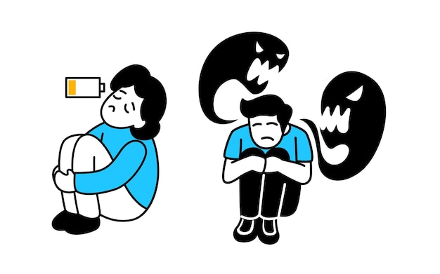 Illustrazioni di persone con problemi di salute mentale