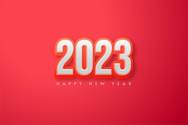Illustrazioni di sfondo del buon anno 2023 di colore rosso tenue