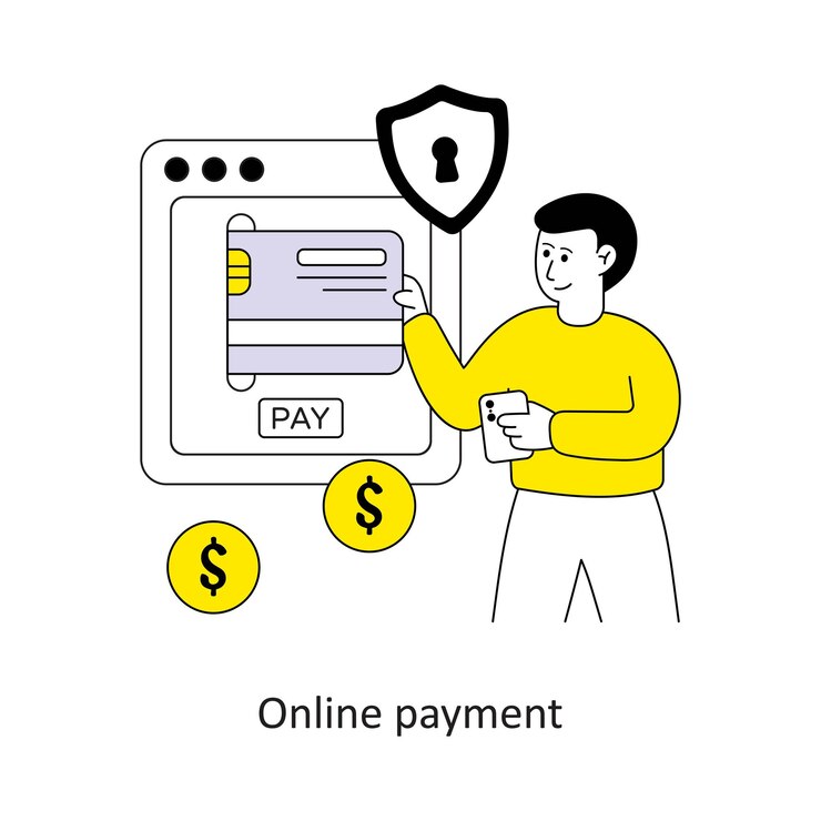 Vettore illustrazioni di stock vettoriali di stile di pagamento online