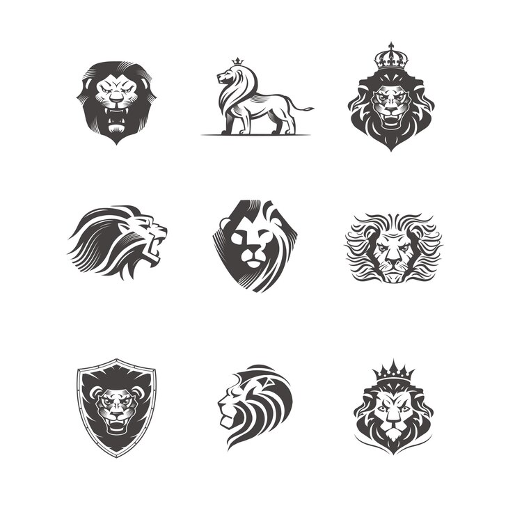 Vettore illustrazioni grafiche di leoni