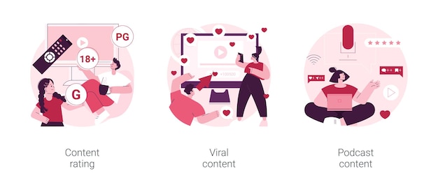 Illustrazioni vettoriali astratte dei contenuti multimediali e televisivi