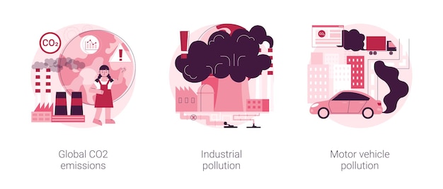 Illustrazioni vettoriali astratte del concetto di impronta di carbonio globale