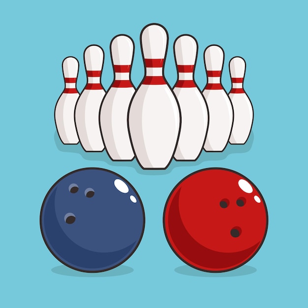 Illustrazioni vettoriali di birilli con palla da bowling