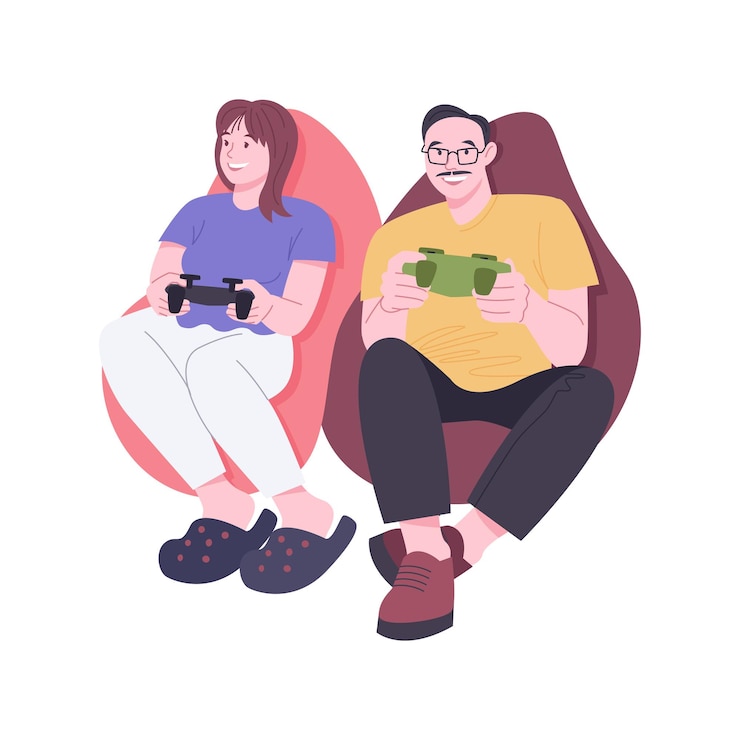 Vettore illustrazioni vettoriali di cartoni animati isolati per la sala videogiochi