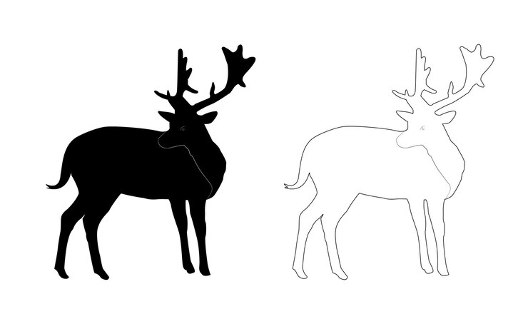Vettore illustrazioni vettoriali di silhouette di cervi