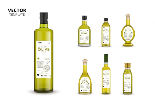 Imballaggi di bottiglie di vetro di olio extra vergine di oliva naturale