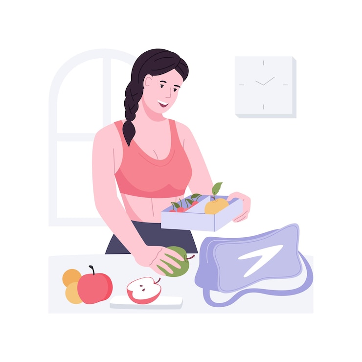 Vettore imballaggio sano lunchbox isolato cartoni animati illustrazioni vettoriali