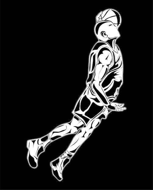 immagine della sagoma di un giocatore di basket adatta per loghi di poster di design di magliette e altro ancora