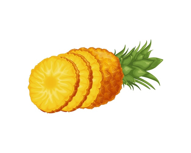 Immagine di ananas di ananas tagliato a pezzi pezzi di vettore di frutta tropicale dolce di ananas maturo