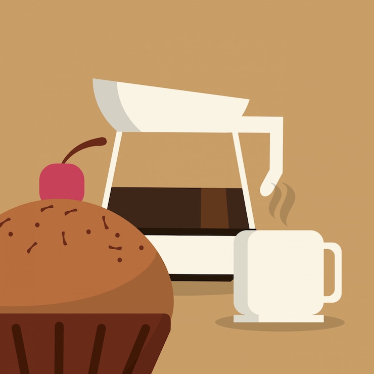 Vettore immagine di caffè e pasticceria
