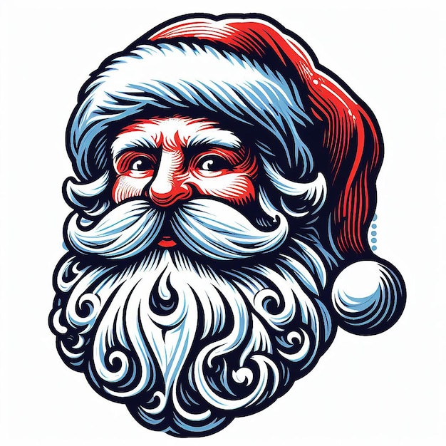 Immagine di foto di illustrazione di arte vettoriale Emoji di icona di Babbo Natale amichevole moderna alla moda fresca