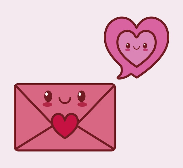 immagine di icona di stile kawaii correlato busta giorno di San Valentino