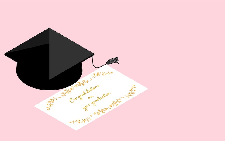Vettore immagine di laurea messaggio di congratulazioni e cappello isometrico