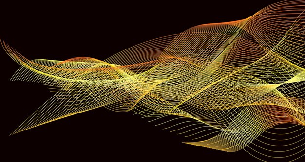 Immagine di sfondo vettoriale di linee che si dimenano in un ordine specifico creando un motivo in sfumature dorate sotto forma di fili