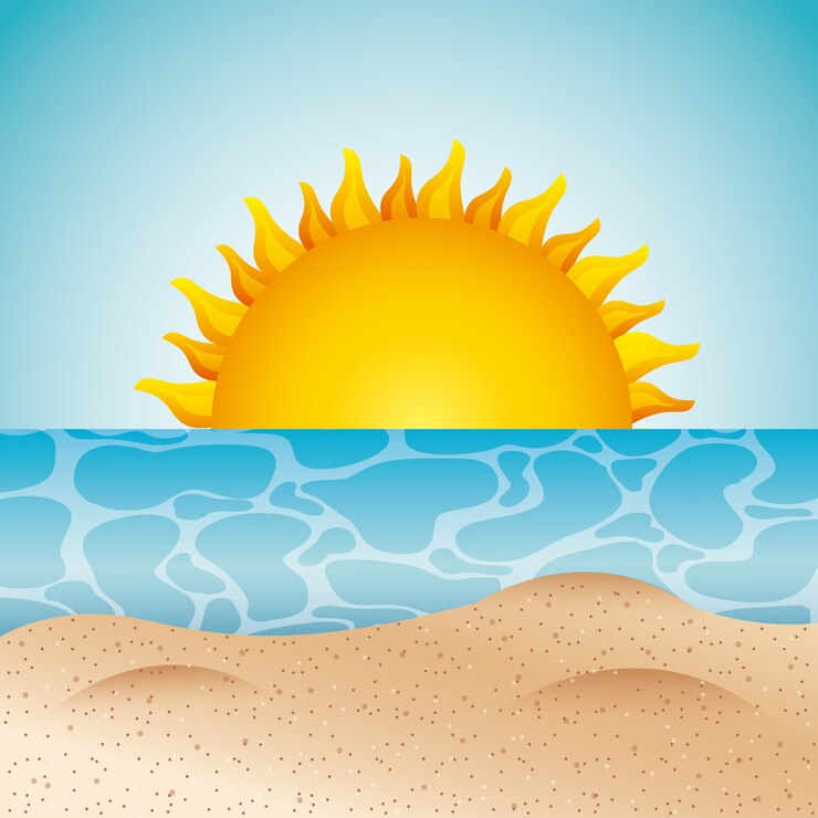 Vettore immagine di vacanza spiaggia tropicale