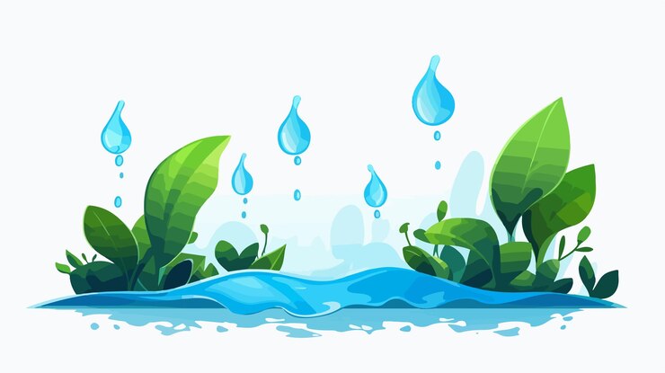 Vettore immagine nitida di gocce d'acqua che cadono a terra