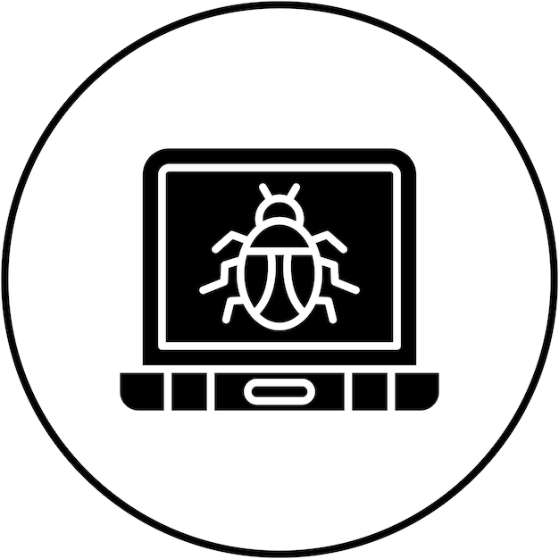 Immagine vettoriale dell'icona del virus del portatile Può essere utilizzata per la sicurezza informatica