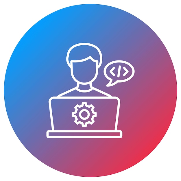 Immagine vettoriale dell'icona dell'ingegnere software Man Può essere utilizzata per l'informatica