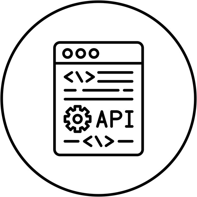 Immagine vettoriale dell'icona dell'interfaccia di programmazione dell'applicazione Può essere utilizzata per No Code